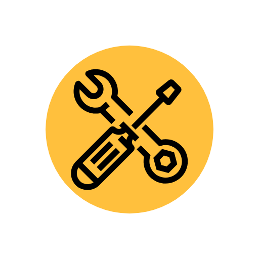 Icono de herramientas representando equipos y piezas de calidad para sistemas solares