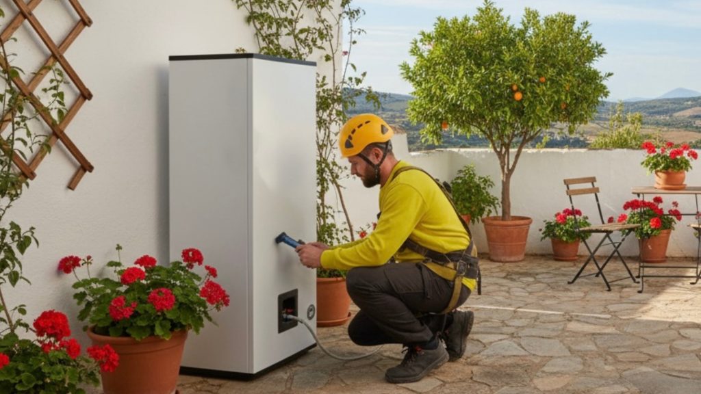 Sistema de aerotermia en vivienda para climatización eficiente. Servicio de reparación y mantenimiento Solarman.